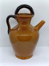 Cruche provençale en terre vernissée  signée G.M vintage 