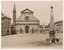 Italia, Firenze. Piazza Santa Maria Novella  Vintage albumen print. Italy.  Ti