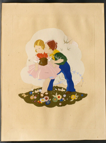 Gravure gouache vers - gouache,