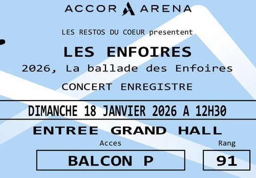 Place spectacle les enfoirés - place,