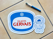 GROS AUTOCOLLANT  publicitaire ancien GLACES GERVAIS ANNEES 1980 ESKIMAU vintage