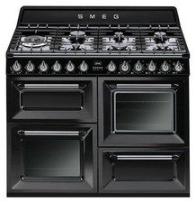 SMEG TR4110BL1 Cuisine Victoria 90CM 7 Brûleurs 3 Fours Vapeur Clean Noir CE A