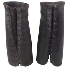 Paire de guêtres en cuir noir officier français WW1 14 18 1914 1918