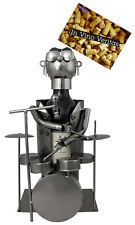 Batteur avec Batterie Porte-bouteille de Vin Sculpture Métal argenté Idée Cadeau