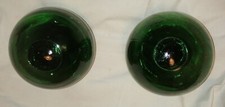 F2- Lot 2 ANCIENNES BOULES DE PÊCHE 13cm  EN VERRE VERT FLOTTEUR filet de pêche 
