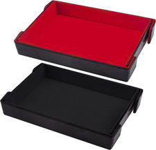 2 Pieces Magnetic Dice Tray Rectangle Folding Black and Red