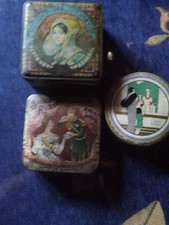 3 boîtes tôle litho pub salade russe.. geslot voreux.. l heure de l eau vichy