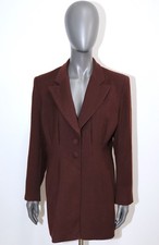 Vintage 1980s Brown Wool Long Fitted Jacket EMMANUELLE KHANH Size M