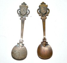 Lot de 2 Cuillères à sel en métal argenté rétro - Cuillère souvenir Blason ALGER