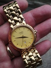 Montre Homme Vintage Watch 1980's MATY Mode Chic Gourmette Métal PL/OR Quartz