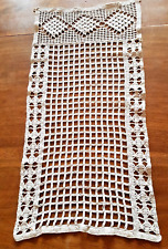 Rideaux - début XXe en lin crocheté avec petits anneaux - 74 cm x 36 cm