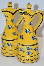 *HUILIER VINAIGRIER CERAMIQUE HENRI DELCOURT Jaune et bleu DECO TABLE COLLECTION