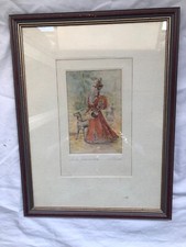 DESSIN A L' AQUARELLE FEMME AU CHIEN 19 EME SIECLE DEBUT DU 20 EME   9977