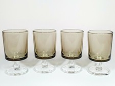 Ancien 4 petit Verres Liqueur Noir fumé Vaisselle vintage Suède Arcopal Art déco
