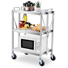 Chariot utilitaire pliable 3 niveaux 136 kg avec roulettes pour maison, bureau