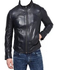 Veste en cuir noir pour hommes