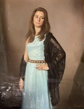 Grand Tableau 116x89 Portrait DUCHESSE 1972 Signé Enrique SEGURA Espagne Franco