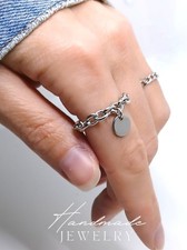 Bague chaine pampille acier