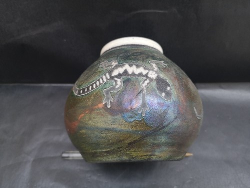 Vase boule signé grés décor