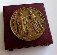 Médaille Ancienne Bronze Signée Art Déco Vintage Banque France Rare french medal