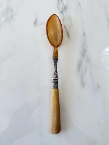 Cuillere salade ancienne corne - cuillere,