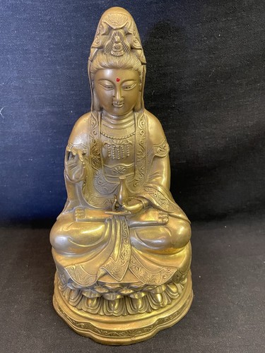 Vintage cast brass guanyin - vintage,