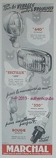 PUBLICITE MARCHAL 640 PHARE RECTILUX 650 ET 520 BOUGIE CORINDON CHAT DE 1953 AD