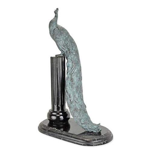 Sculpture bronze oiseau paon - bronze,