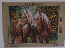 canevas ROYAL PARIS  : cheval chevaux Haflingers - 60 x 44,5 cm