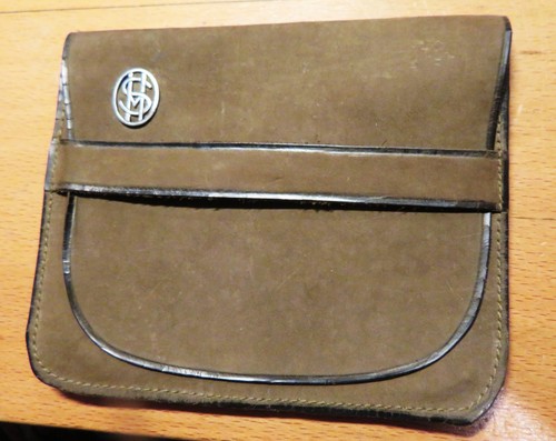 Etui ancien daim couleur taupe - etui,