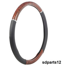 Couvre Volant Camion Poids Lourd Simili Cuir Noir Brun Bois Housse Large 44-46cm