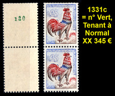VARIÉTÉ : N° Vert sur COQ 1331c TàN, Neufs ** = Cote 345 € / Lot Timbres France