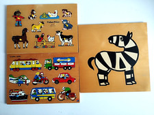 Lot de Puzzle en Bois Fisher Price Vintage Zebre Animaux Voitures