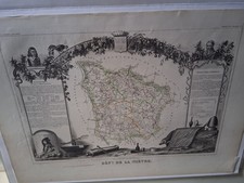Département de LA NIEVRE CARTE GEOGRAPHIQUE LEVASSEUR 1859 Nevers Château Chinon