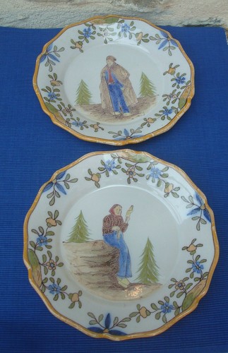 V47 paire assiette faience - v47,