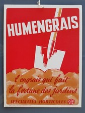 Carton publicitaire Engrais agricole horticole HUMENGRAIS jardin Sartrouville 78