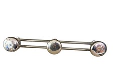 ANCIEN VINTAGE PORTE MANTEAU MÉTAL CHROMÉ 3 PATÈRES INDUSTRIEL VESTIAIRE