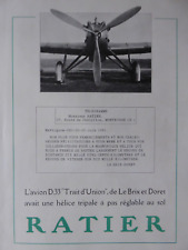7/1931 PUB RATIER HELICE TRIPALE DEWOITINE D.33 LE BRIX DORET RECORD ORIGINAL AD