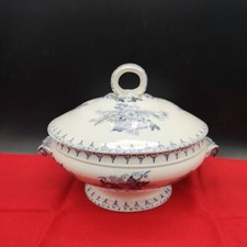 Ancien Legumier Ou Petite Soupière Faïence Sarreguemines Modèle Flore