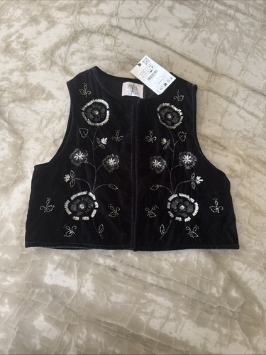 Zara black velvet sequin vest - zara,