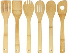 Joeji's 6 x Bambou en Bois Cuisine Outils Ustensiles Cuisinière Spatule Cuillère