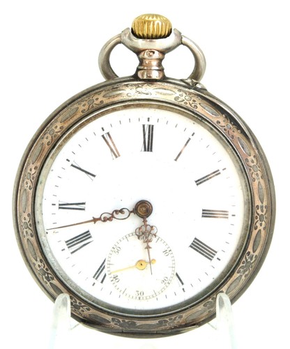 Antique swiss silver pocket - swiss,