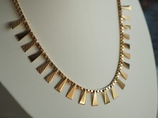 COLLIER ANCIEN DRAPERIE PLAQUE OR FIFTIES GOLD PLATE NECKLACE