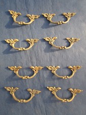 8 très petites poignées laiton style Louis XV tiroirs meuble chevet 8,5 cm