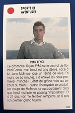 TENNIS  IVAN LENDL USA TCHECOSLOVAQUIE RARE ROOKIE CARD 80s COLLECTOR