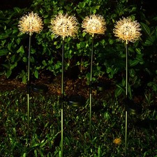 2Pcs Lampes Décoratives Solaires Dandelion avec LED pour Fleur à l'Extérieur