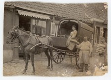 PHOTO, voiture à bras attelage boulangerie livraison miche de pain métier