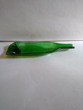 Stretched Glass Flattened Glass Bottle Cheese Cracker Server Green