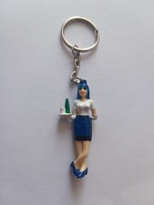Porte clés Serveuse Bar Pin-up cheveux Bleus SAN PELLEGRINO Keychain Vintage