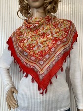 Grand foulard Carré en Viscose Rouge floral abstrait Cadeau pour femme FO795